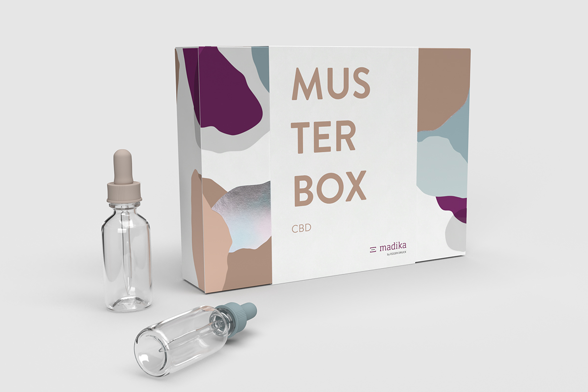 Schachtel-Muster CBD-Musterbox mit Inlay